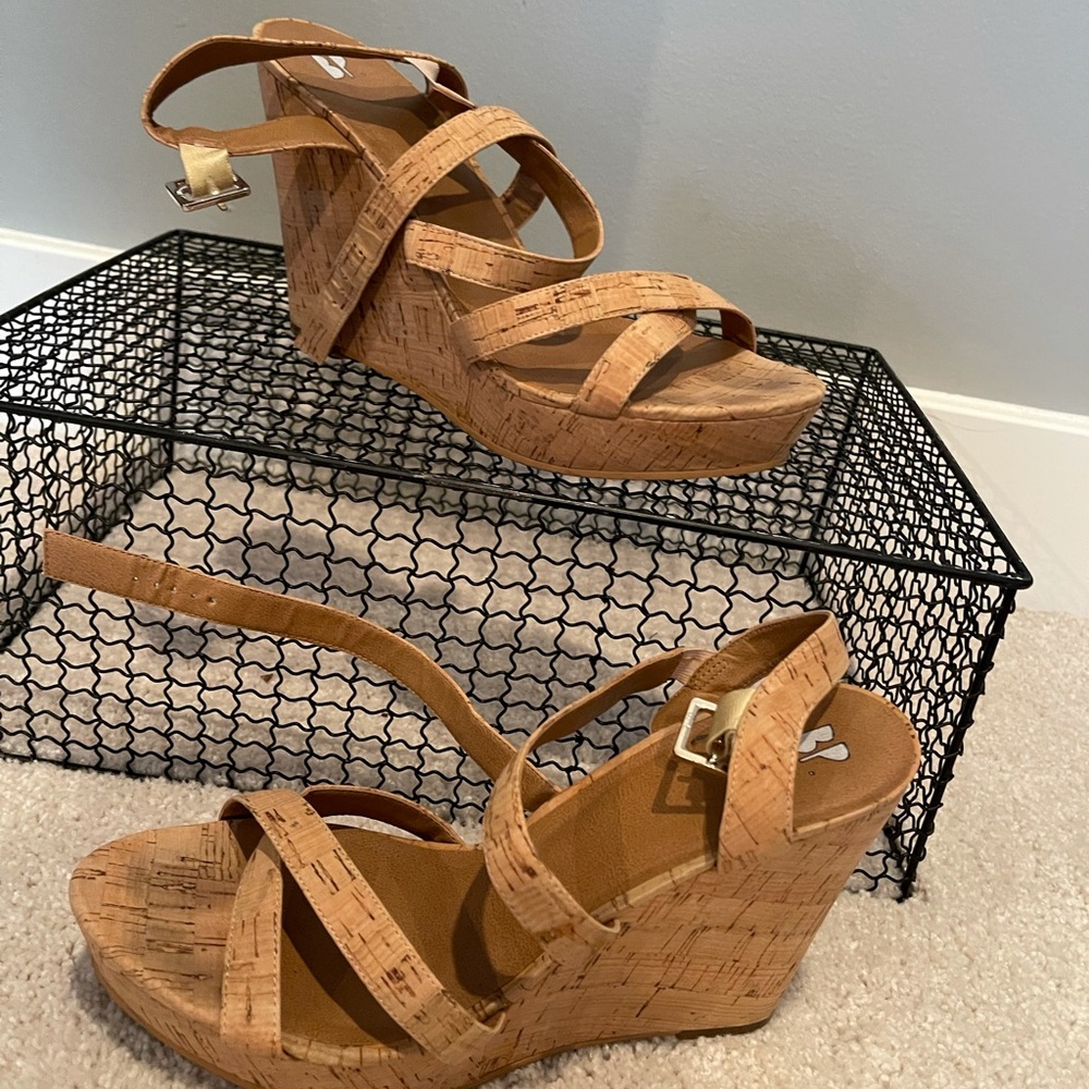 Worn once!! Super cute cork wedge sandals!  Size 9!